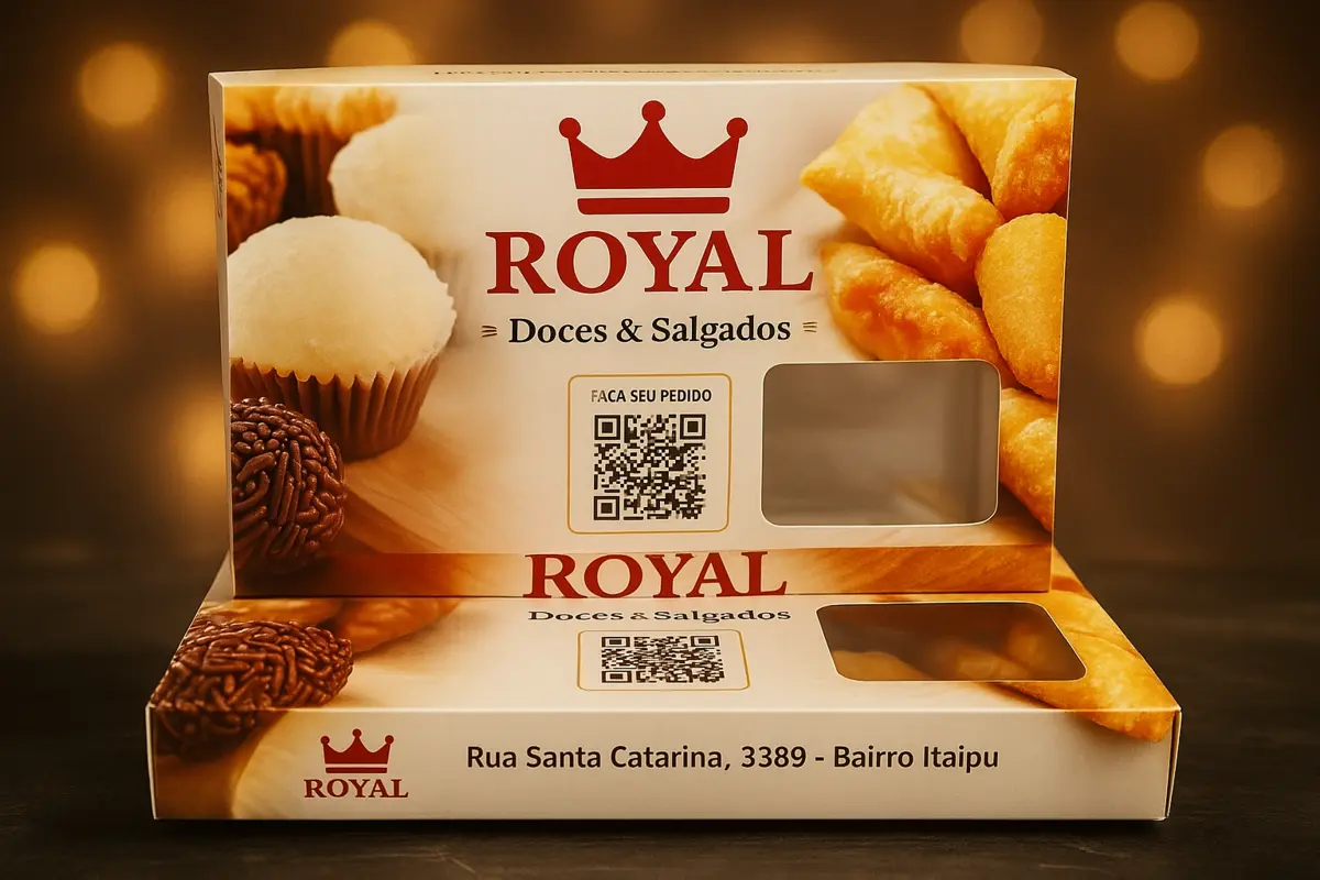 Caixa para doces e salgados com visor